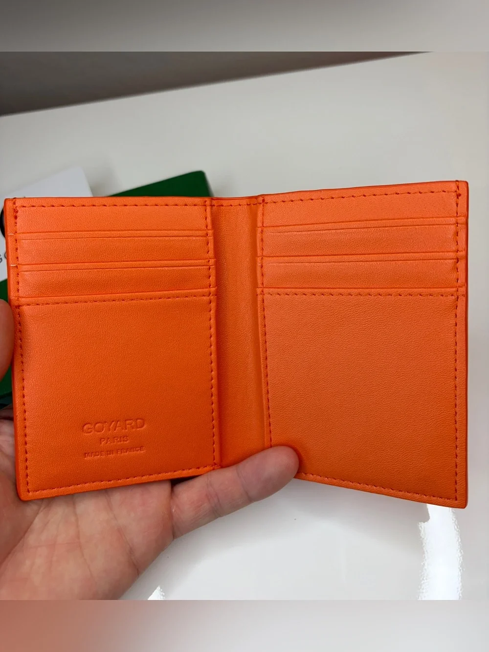Mens Original Genuine Leather Orange Canvas Card Holder